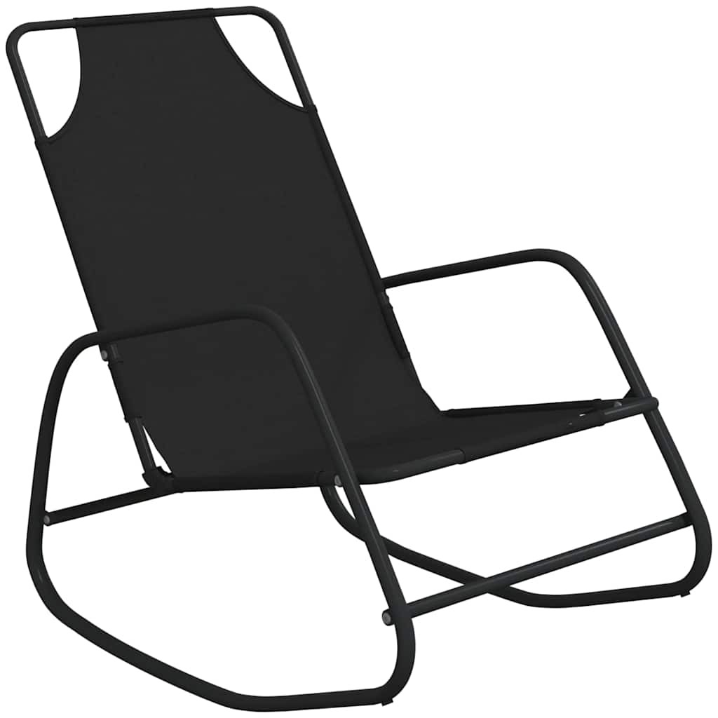 Vidaxl ligstoelen 2 st schommelend staal en textileen zwart