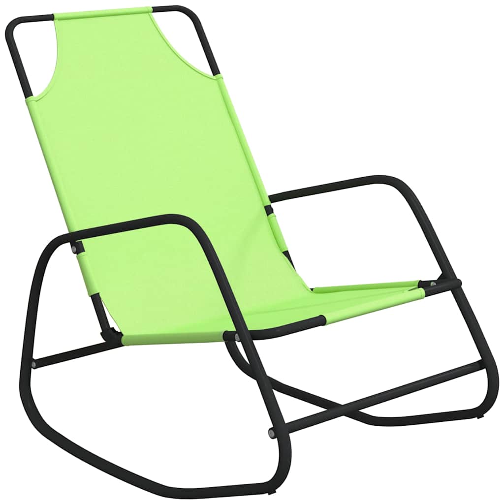 Vidaxl ligstoelen 2 st schommelend staal en textileen groen