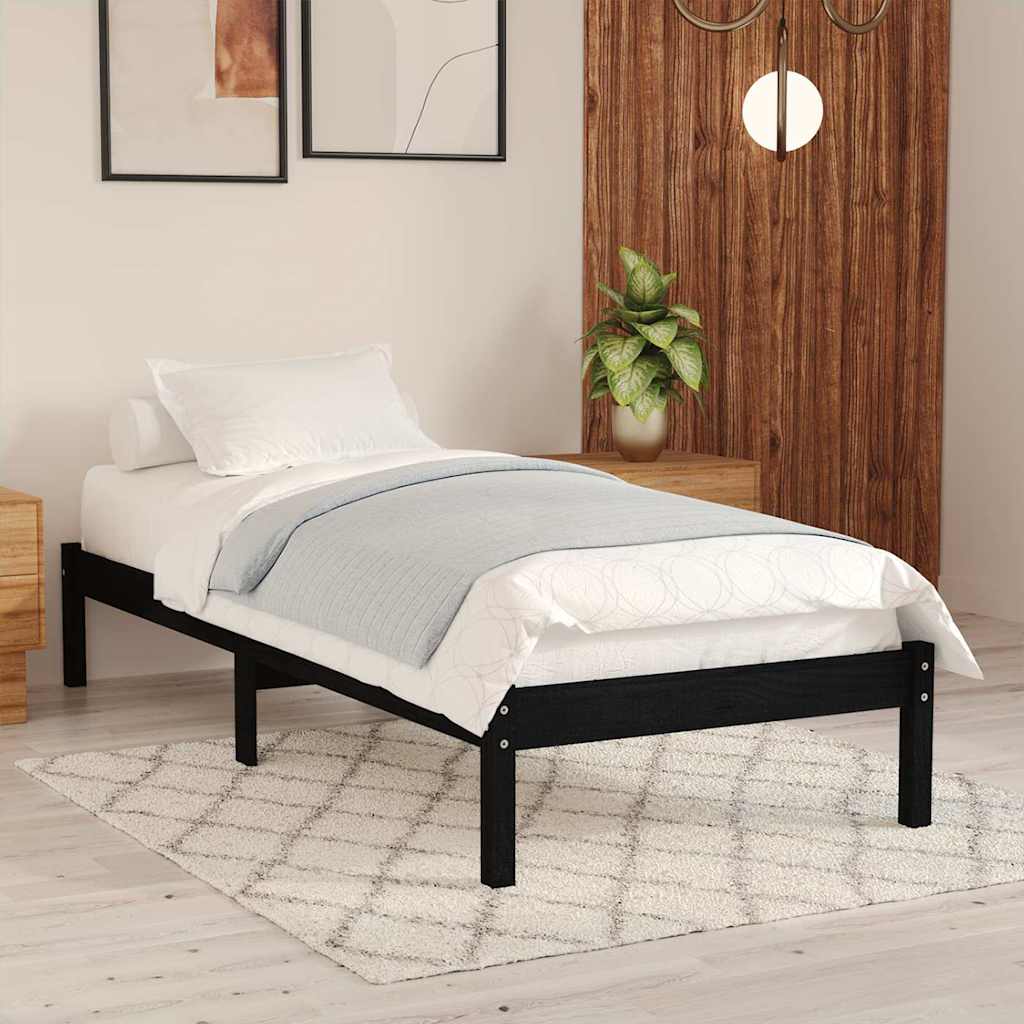 Vidaxl bedframe massief grenenhout zwart 100x200 cm