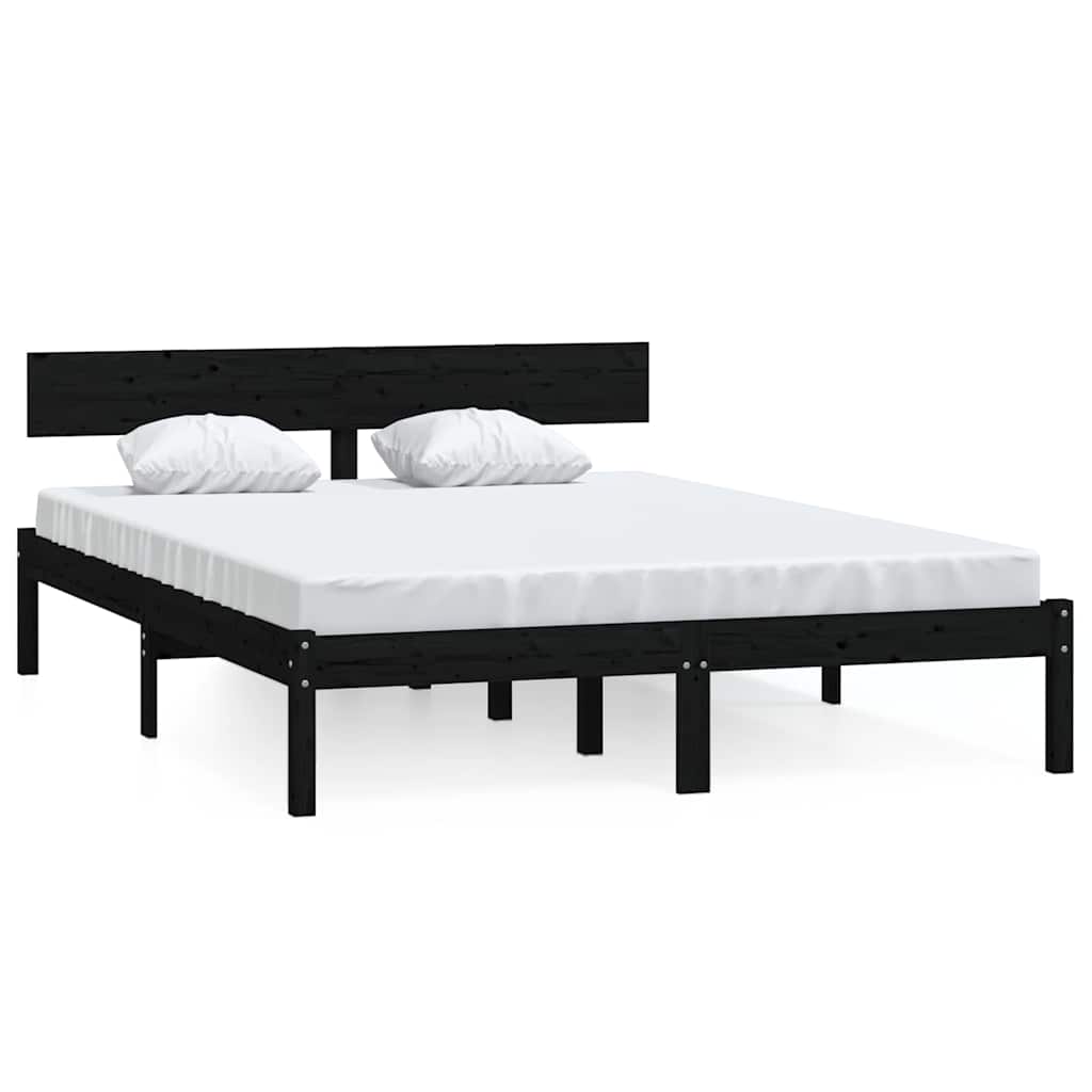Vidaxl bedframe massief grenenhout zwart 150x200 cm