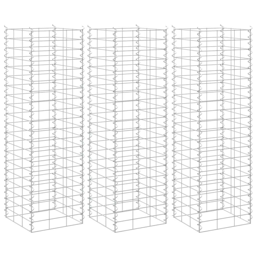Vidaxl schanskorf plantenbakken 3 st verhoogd 30x30x100 cm ijzer