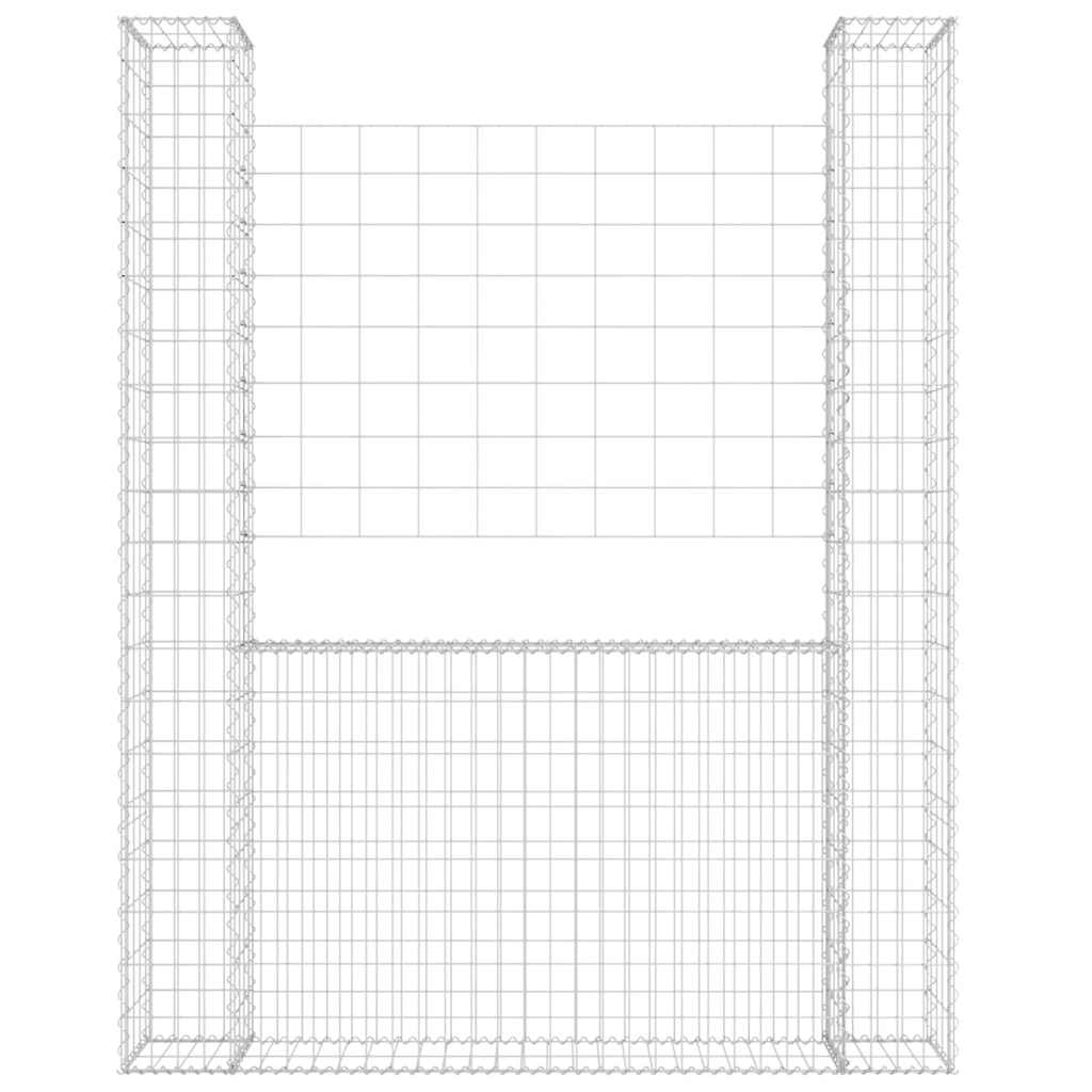 Vidaxl schanskorf u-vormig met 2 palen 140x20x200 cm ijzer
