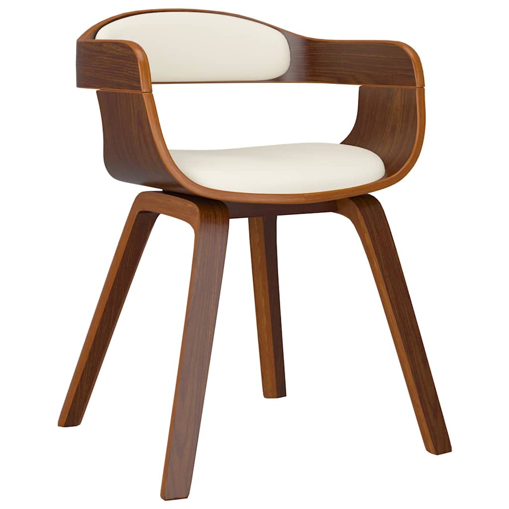 Vidaxl eetkamerstoelen 4 st gebogen hout en kunstleer crèmekleurig