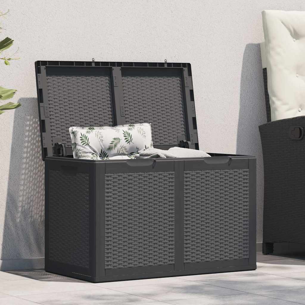 Vidaxl tuinbox 180 l pp rattan zwart