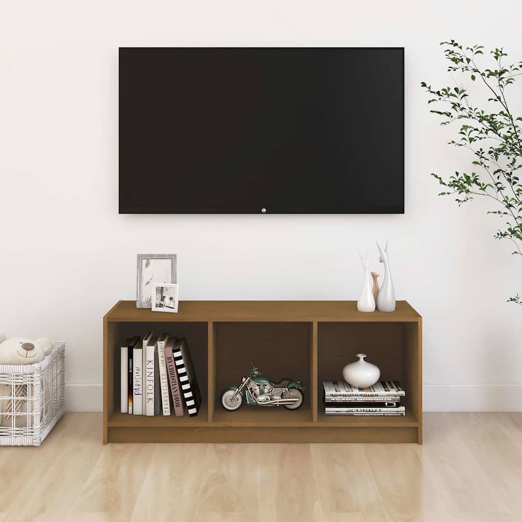 Vidaxl tv-meubel 104x33x41 cm massief grenenhout honingbruin