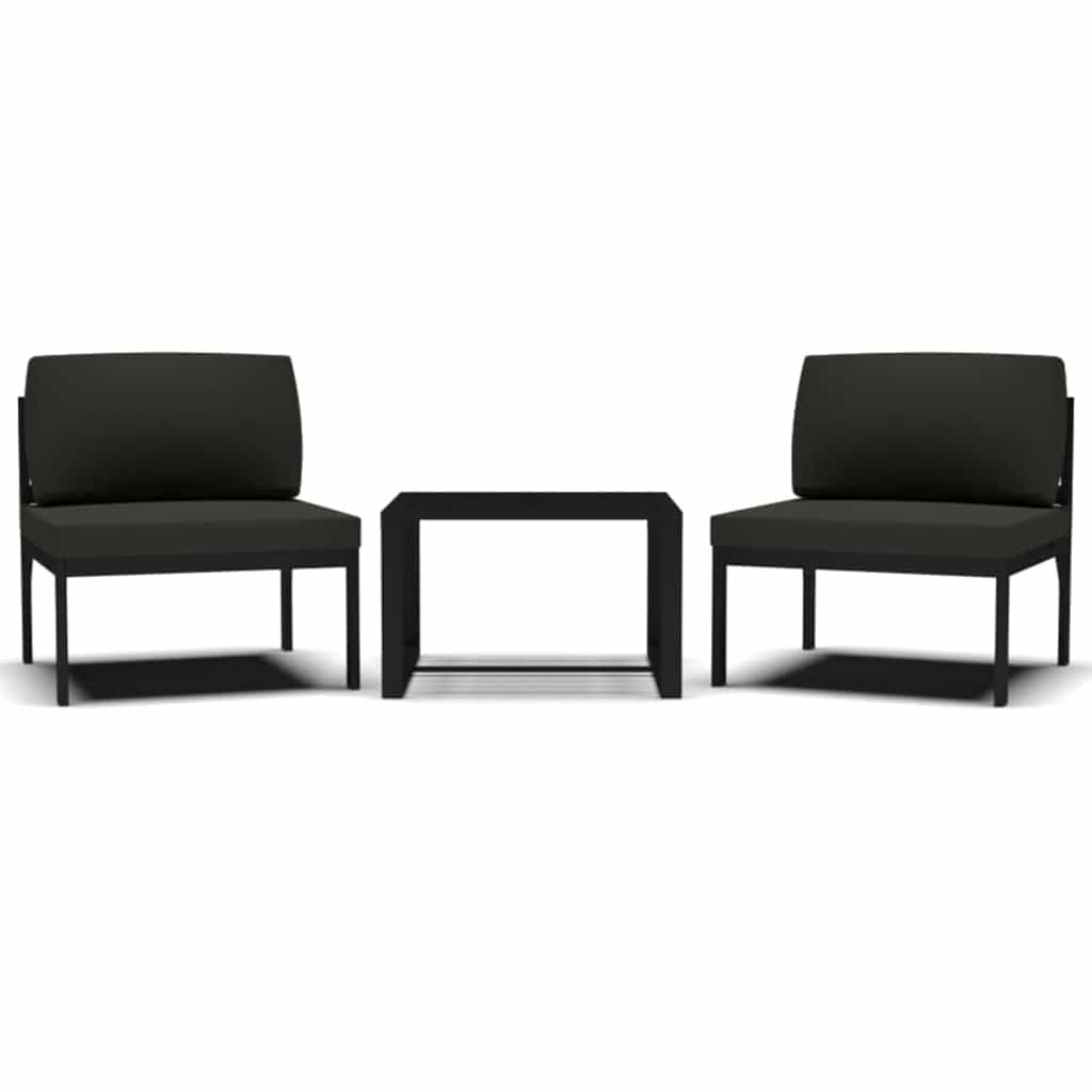 Vidaxl 3-delige loungeset met kussens aluminium antracietkleurig