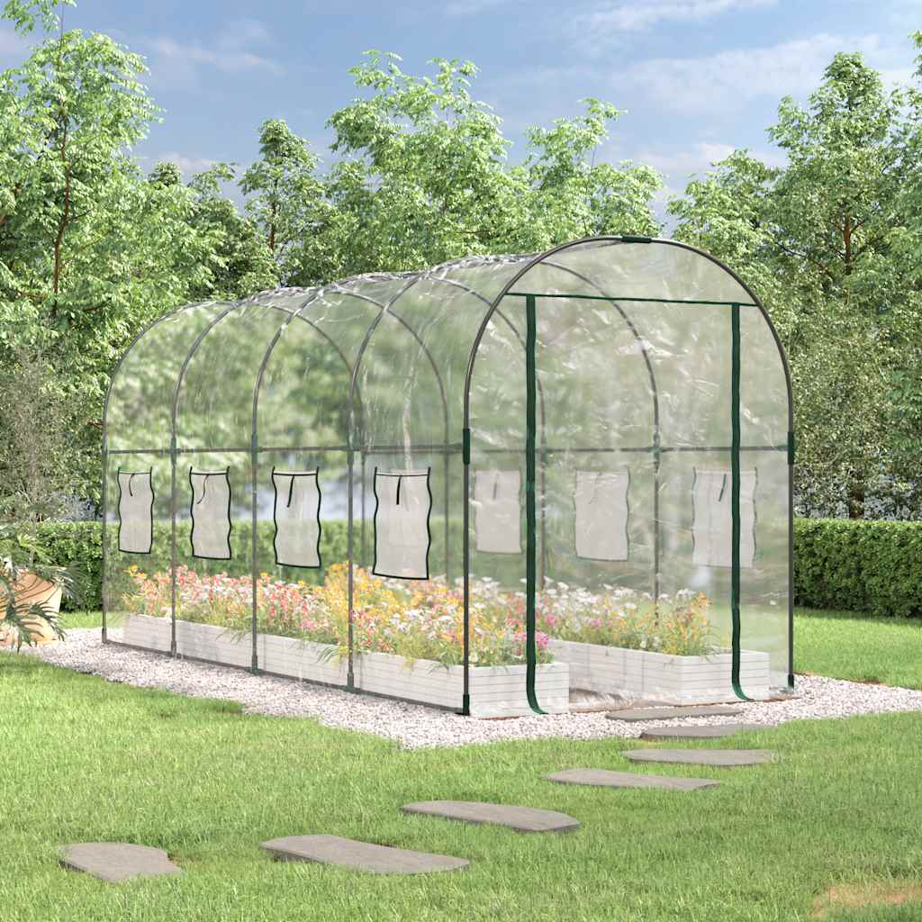 Vidaxx Gartengewächshaus 160x400x190 cm PVC und pulverbeschichteter Stahl transparent