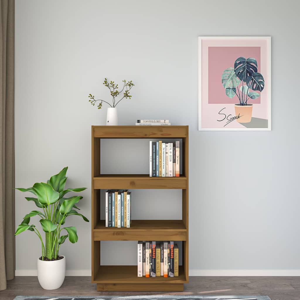 Vidaxl boekenkast kamerscherm massief grenenhout honingbruin