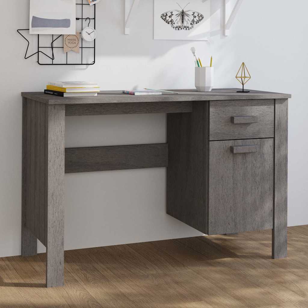 Vidaxl bureau hamar 113x50x75 cm massief grenenhout lichtgrijs