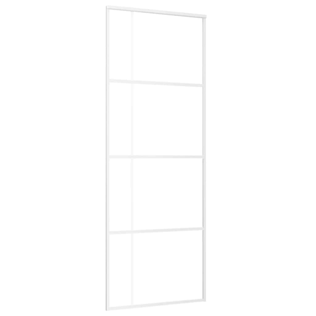Vidaxl Schiebetür 76x205 cm mattes ESG -Glas und Aluminium weiß