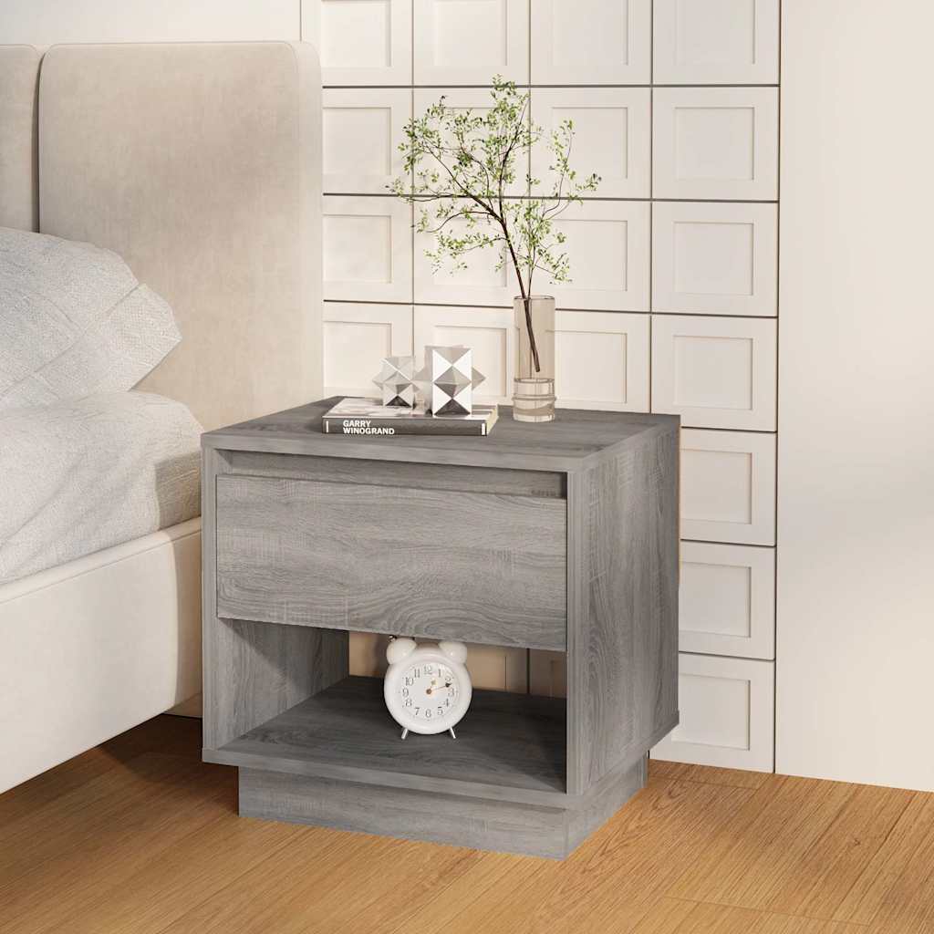 Vidaxl nachtkastje 45x34x44 cm bewerkt hout grijs sonoma eikenkleurig