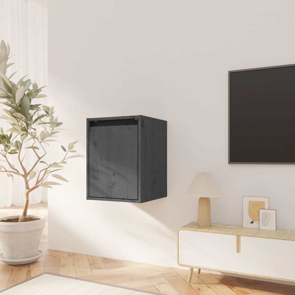 Vidaxl wandkasten 2 st 30x30x40 cm massief grenenhout grijs