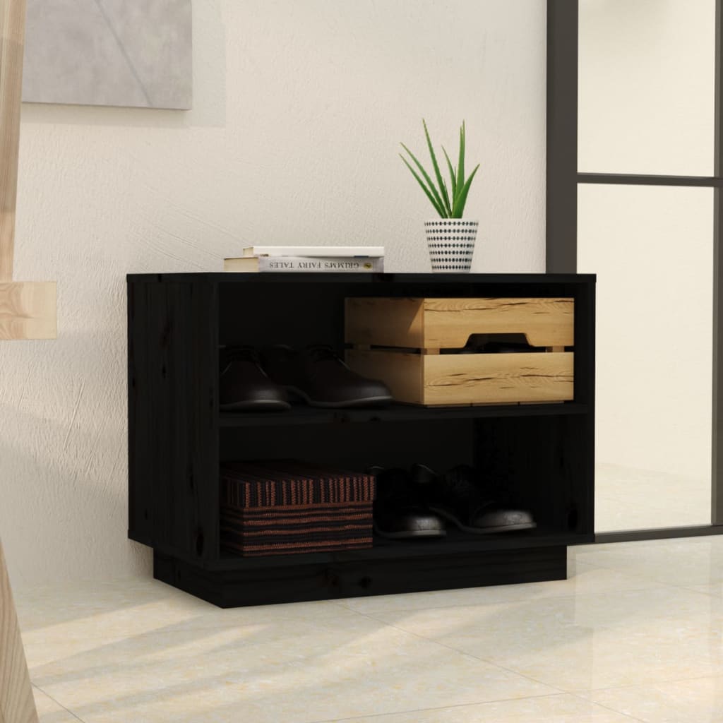 Vidaxl Schuhschrank 60x34x45 cm Festkiefer schwarz