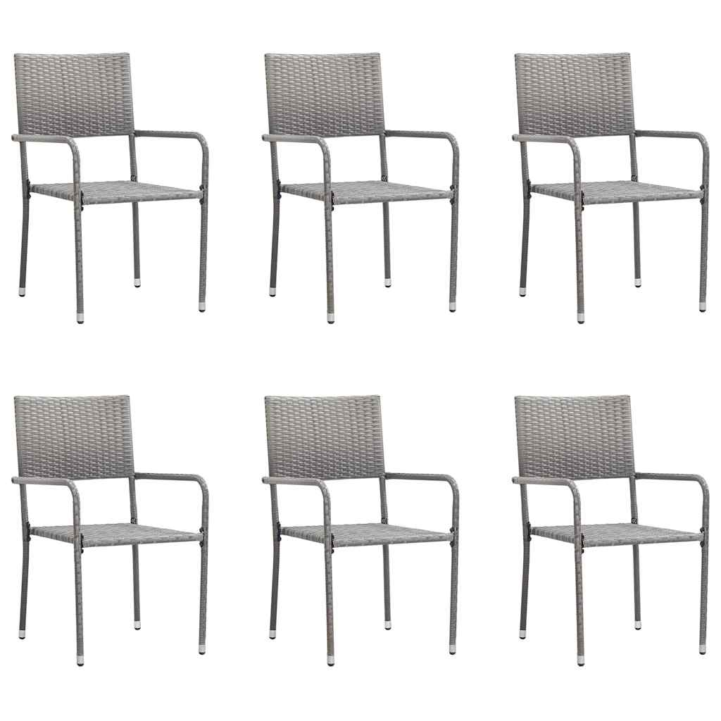 Vidaxl tuinstoelen 6 st stapelbaar poly rattan grijs