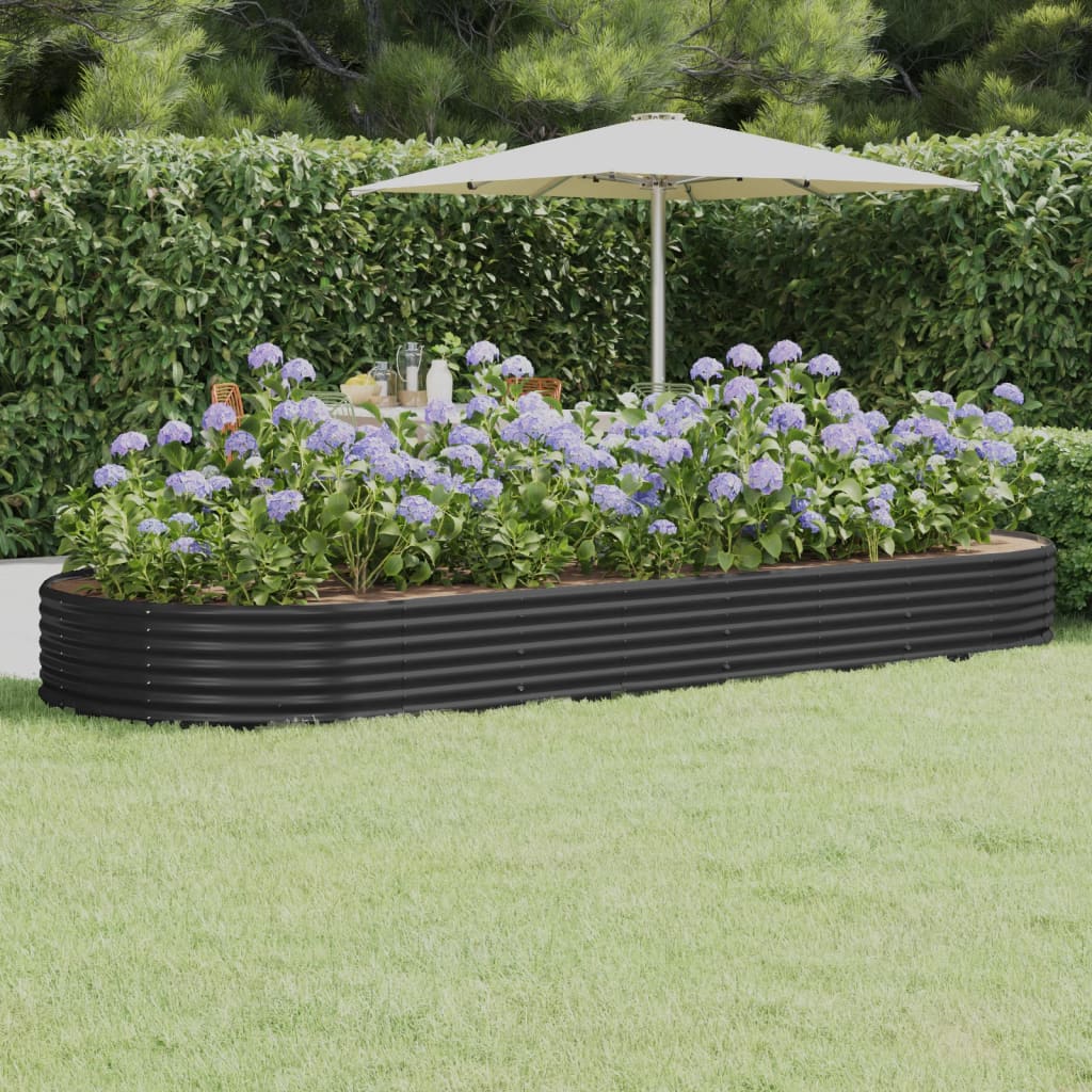 VIDAXL -Planungsbox 373x140x36 cm Pulver -beschichteter Stahl -Anthrazit -Gelenk