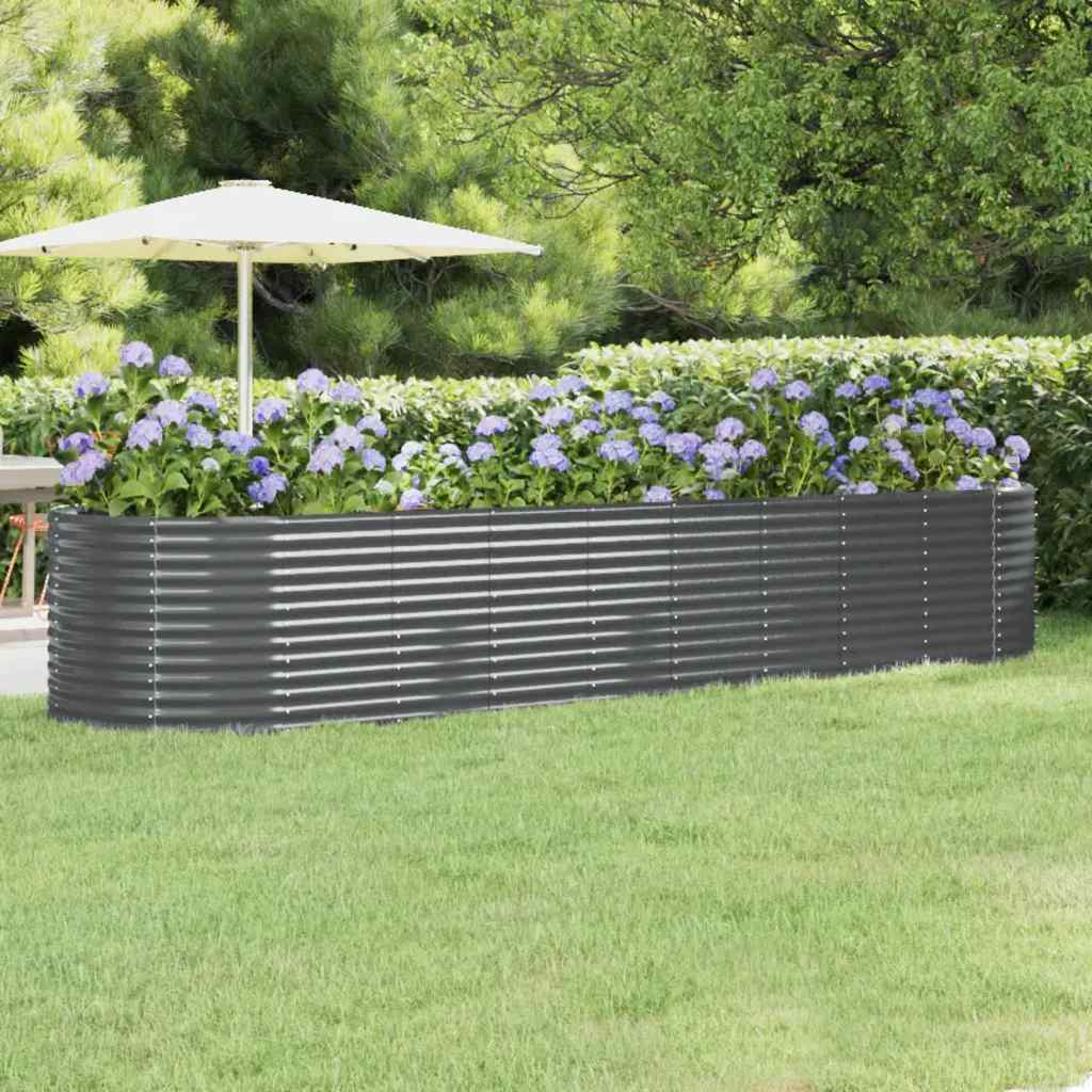 Vidaxl plantenbak 396x100x68 cm gegalvaniseerd staal antracietkleurig