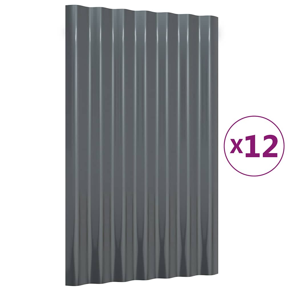 Vidaxl dakpanelen 12 st 60x36 cm gegalvaniseerd staal antracietkleurig
