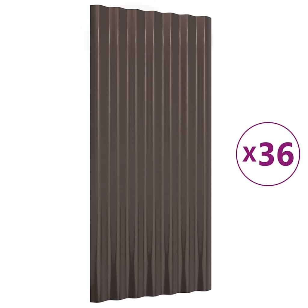 Vidaxl dakpanelen 36 st 80x36 cm gegalvaniseerd staal bruin