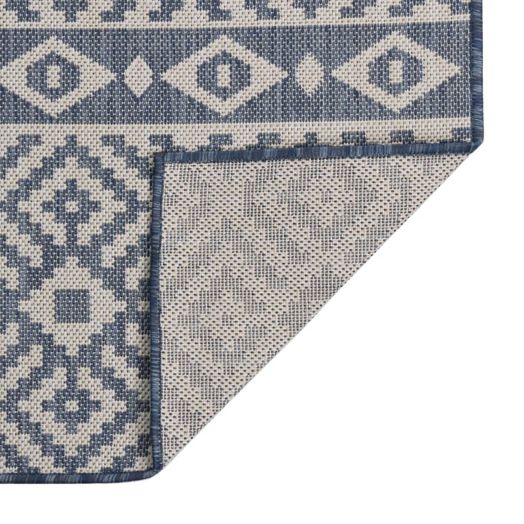 Vidaxl Außen Teppich mit Muster flach -80x150 cm blau