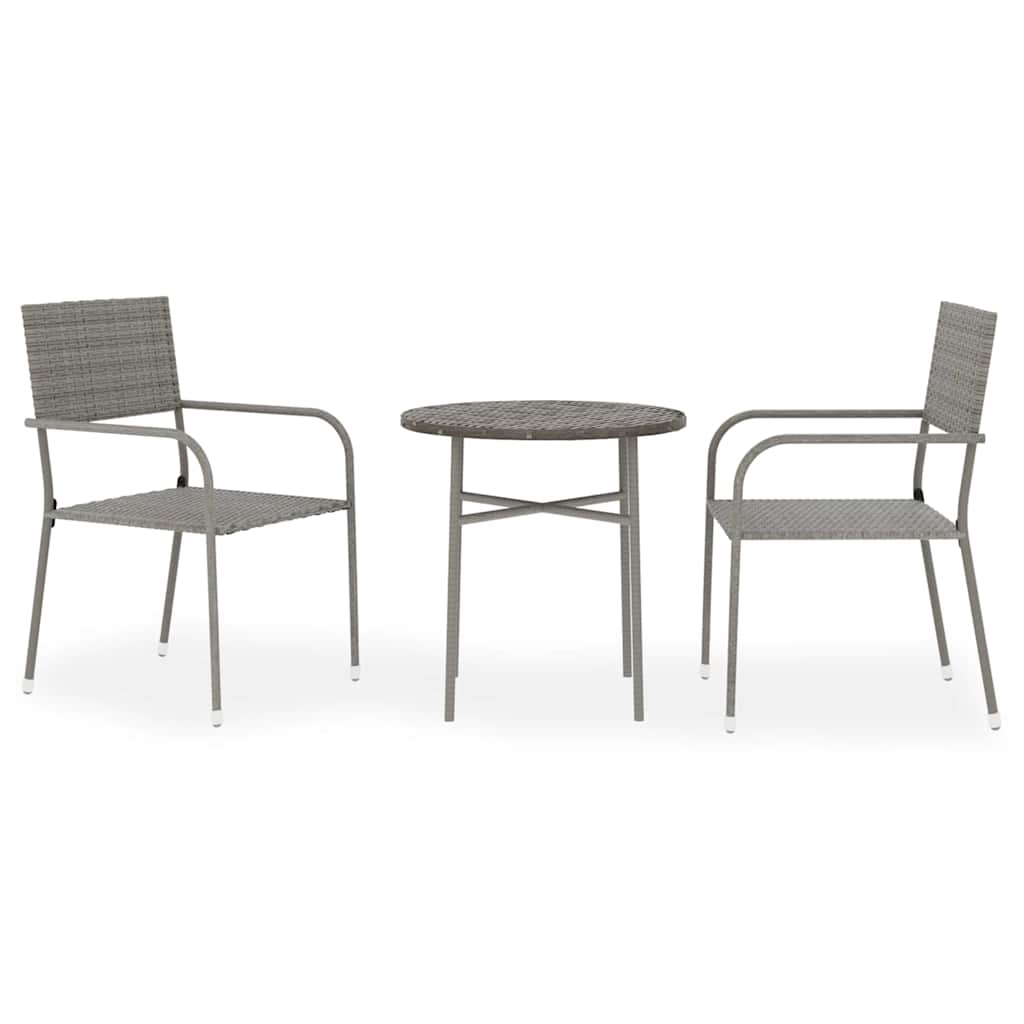 Vidaxl 3-delige tuinset poly rattan grijs