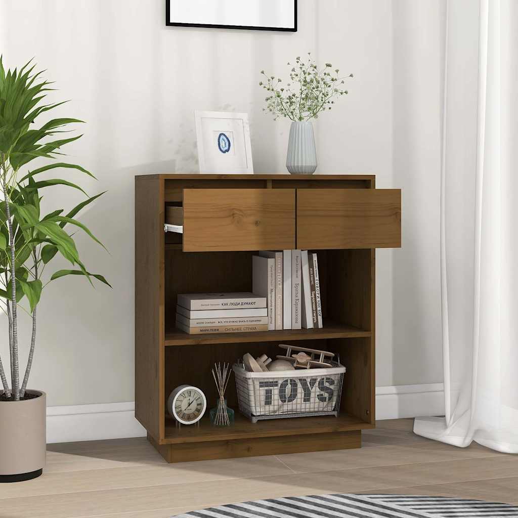 Vidaxl wandkast 60x34x75 cm massief grenenhout honingbruin