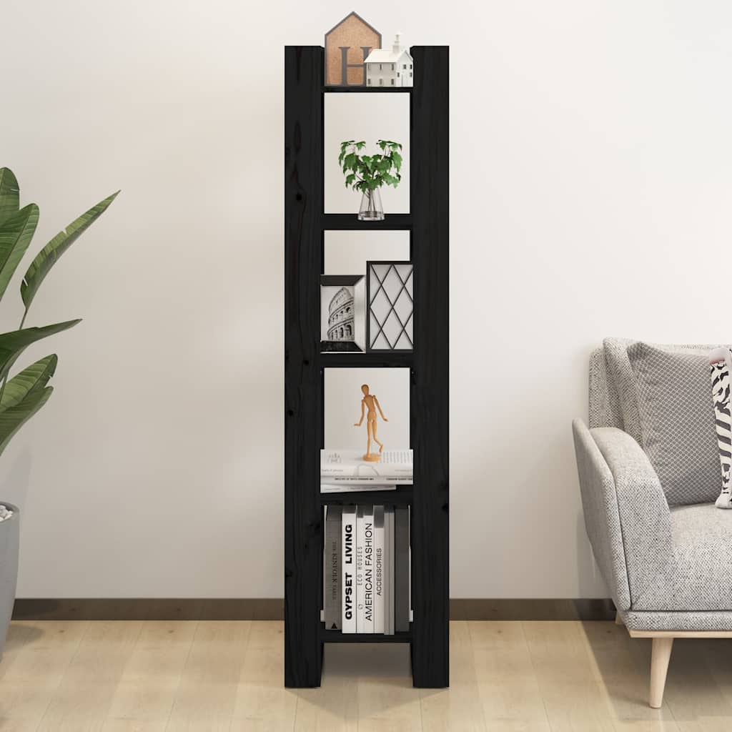 Vidaxl boekenkast kamerscherm 41x35x160 cm massief grenenhout zwart
