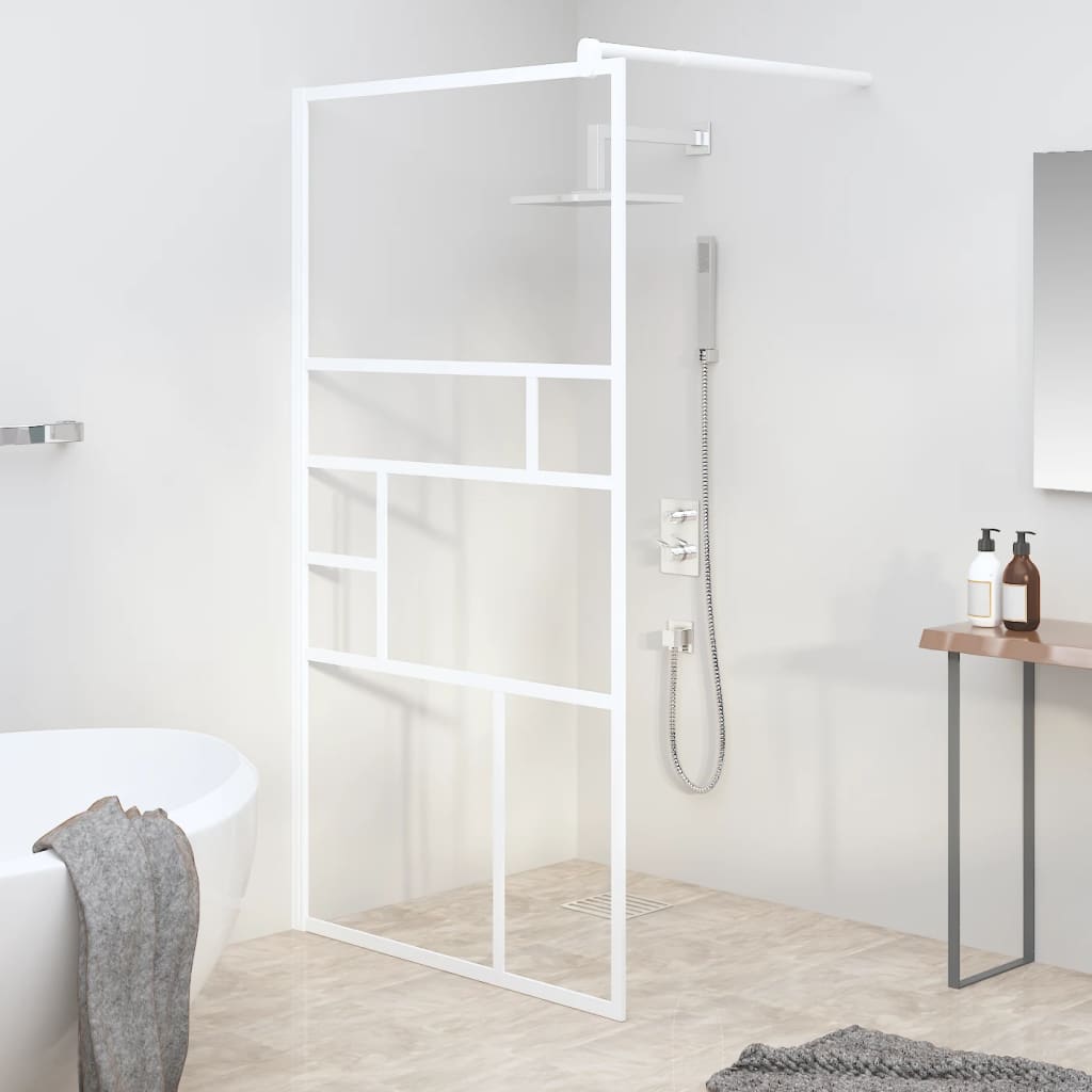 Vidaxl Walk-in Duschwand 115x195 cm Esg-Glas weiß