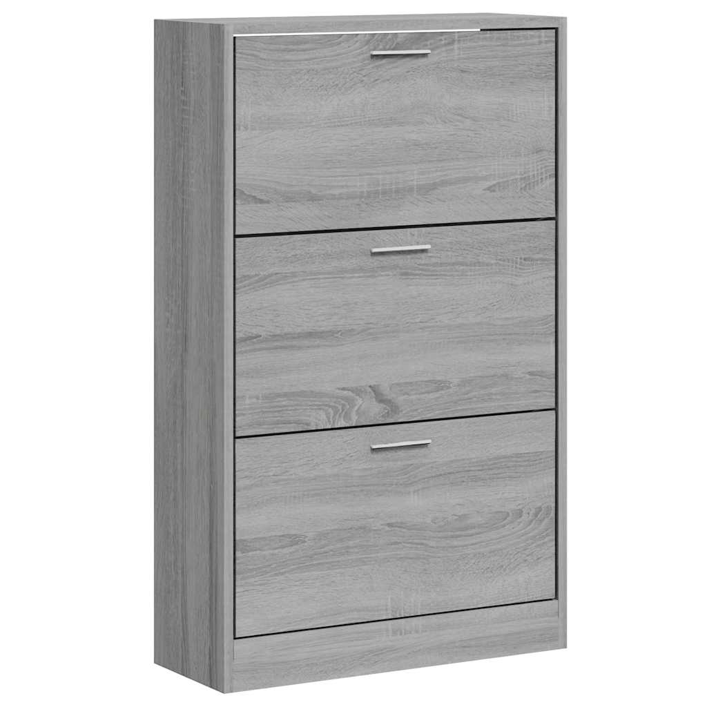 VidaXL Schuhschrank 63x24x103 cm, fertiges Holz, grau Sonoma