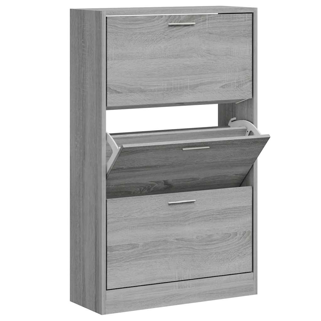 VidaXL Schuhschrank 63x24x103 cm, fertiges Holz, grau Sonoma