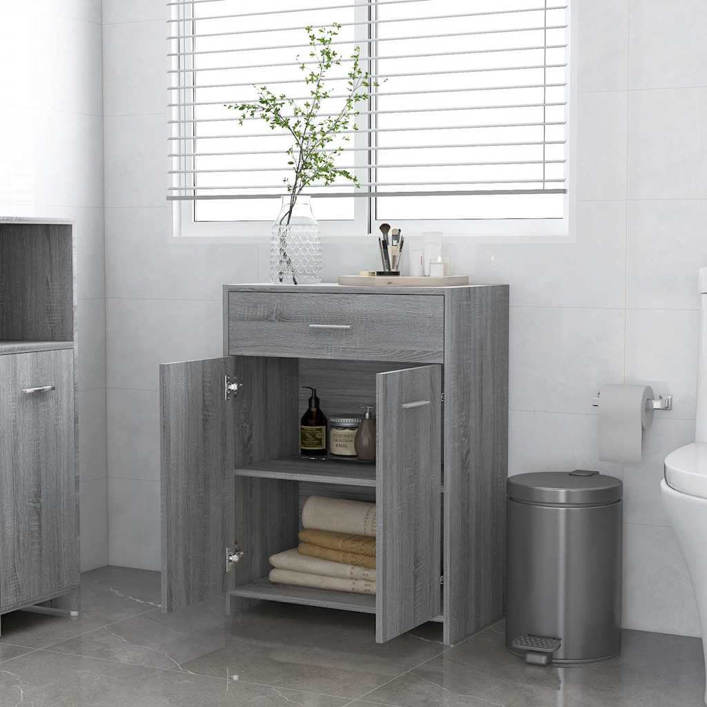 Vidaxl badkamerkast 60x33x80 cm bewerkt hout grijs sonoma eikenkleurig