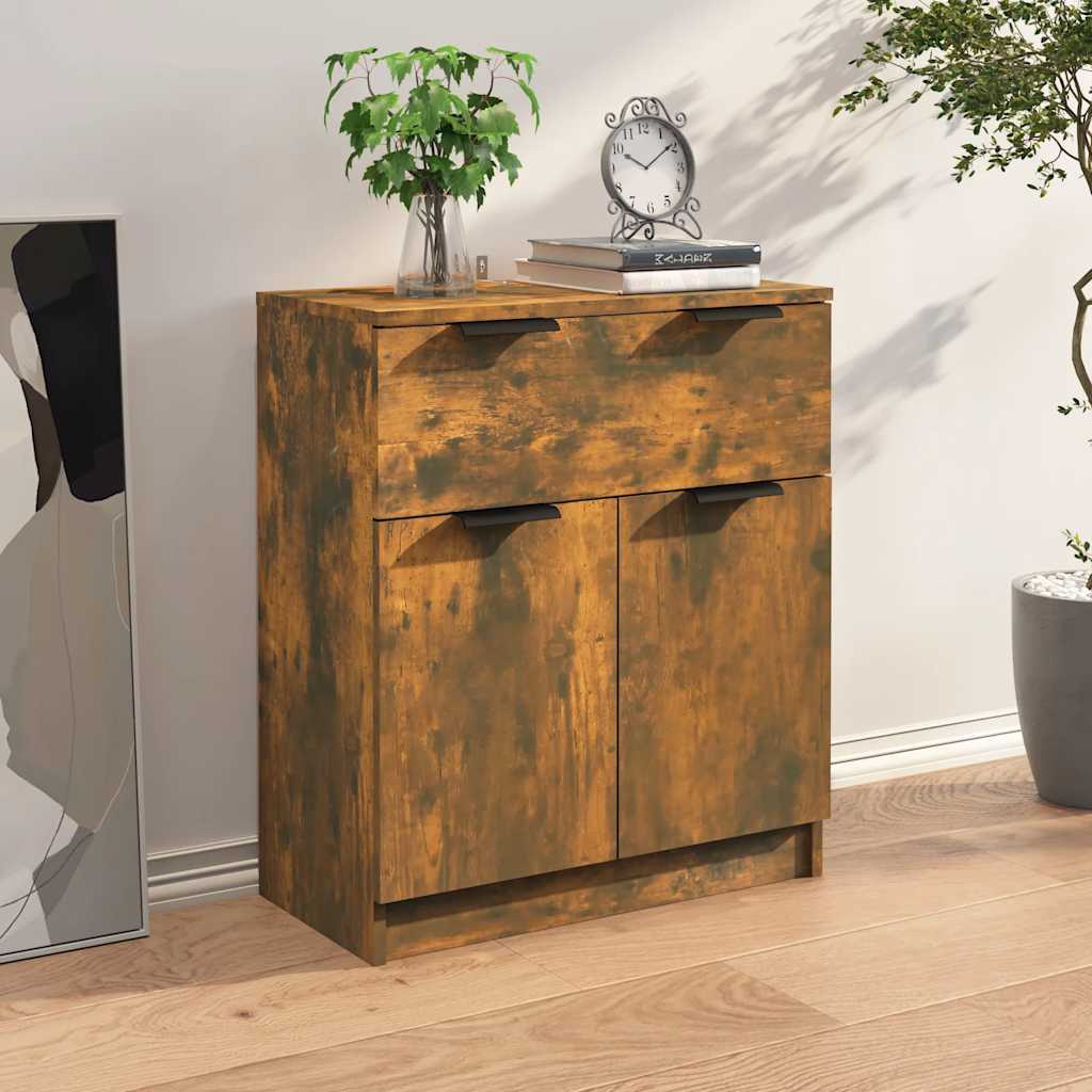 Vidaxl dressoir 60x30x70 cm bewerkt hout gerookt eikenkleurig