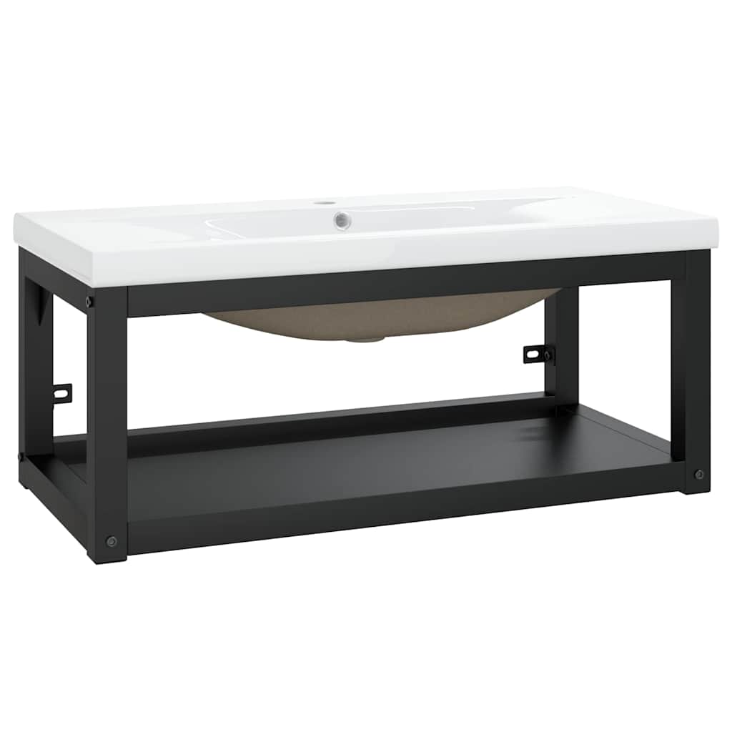 Vidaxl wastafelframe met inbouwwastafel ijzer zwart