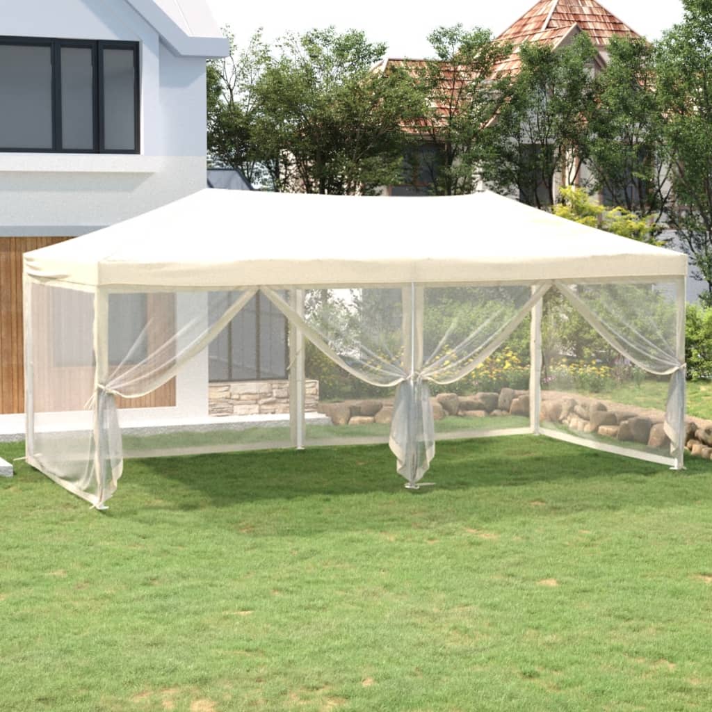 Vidaxl Partytent faltbar mit Seitenwänden 3x6 m cremefarben -gepflegt