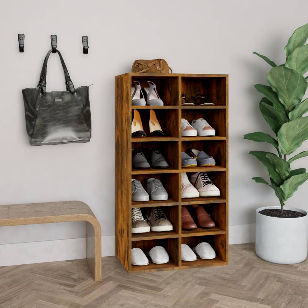 Vidaxx Schuhregal 54x34x100,5 cm verarbeitetes Holz, geräucherte Eiche