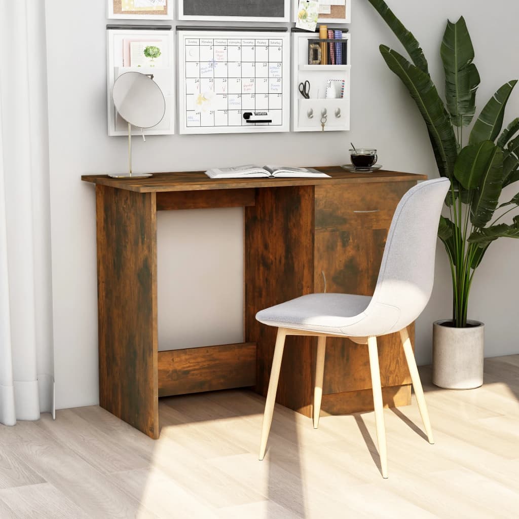 Vidaxl bureau 100x50x76 cm bewerkt hout gerookt eikenkleurig