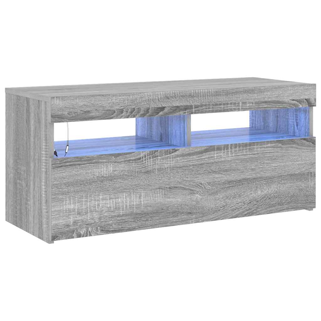 Vidaxl tv-meubel met led-verlichting 90x35x40 cm grijs sonoma eiken
