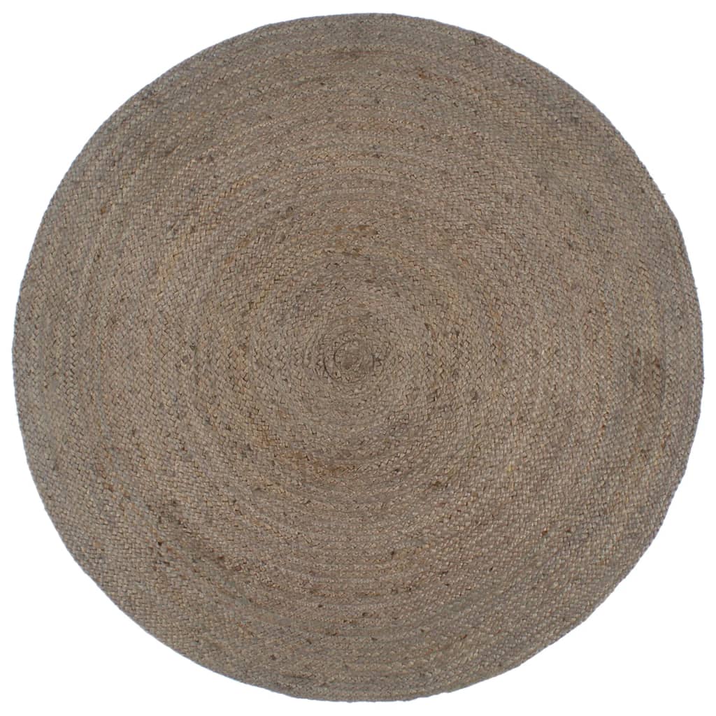 Vidaxl Teppich handgefertigt um 180 cm Jute Grau