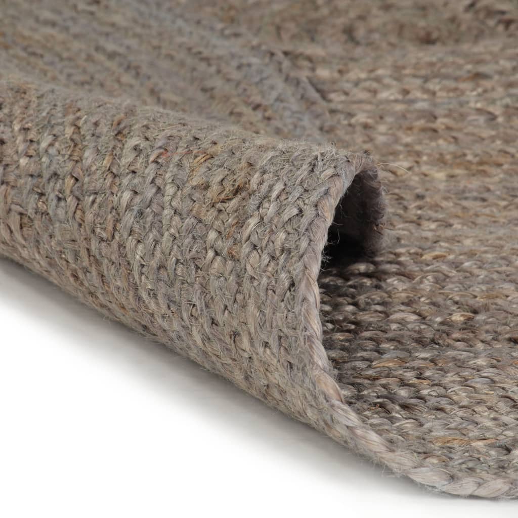 Vidaxl Teppich handgefertigt um 240 cm Jute Grau