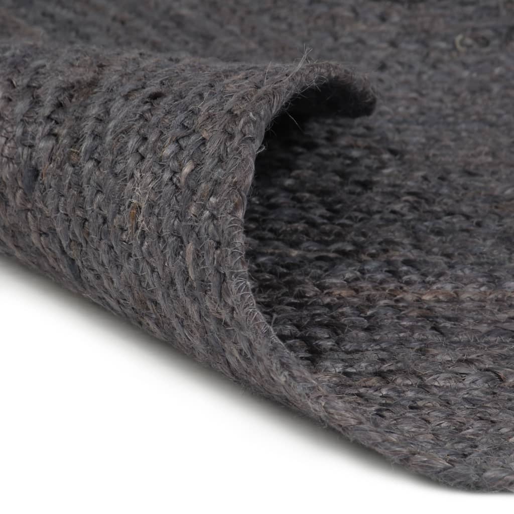 Vidaxl Teppich handgefertigt um 180 cm Jute dunkelgrau