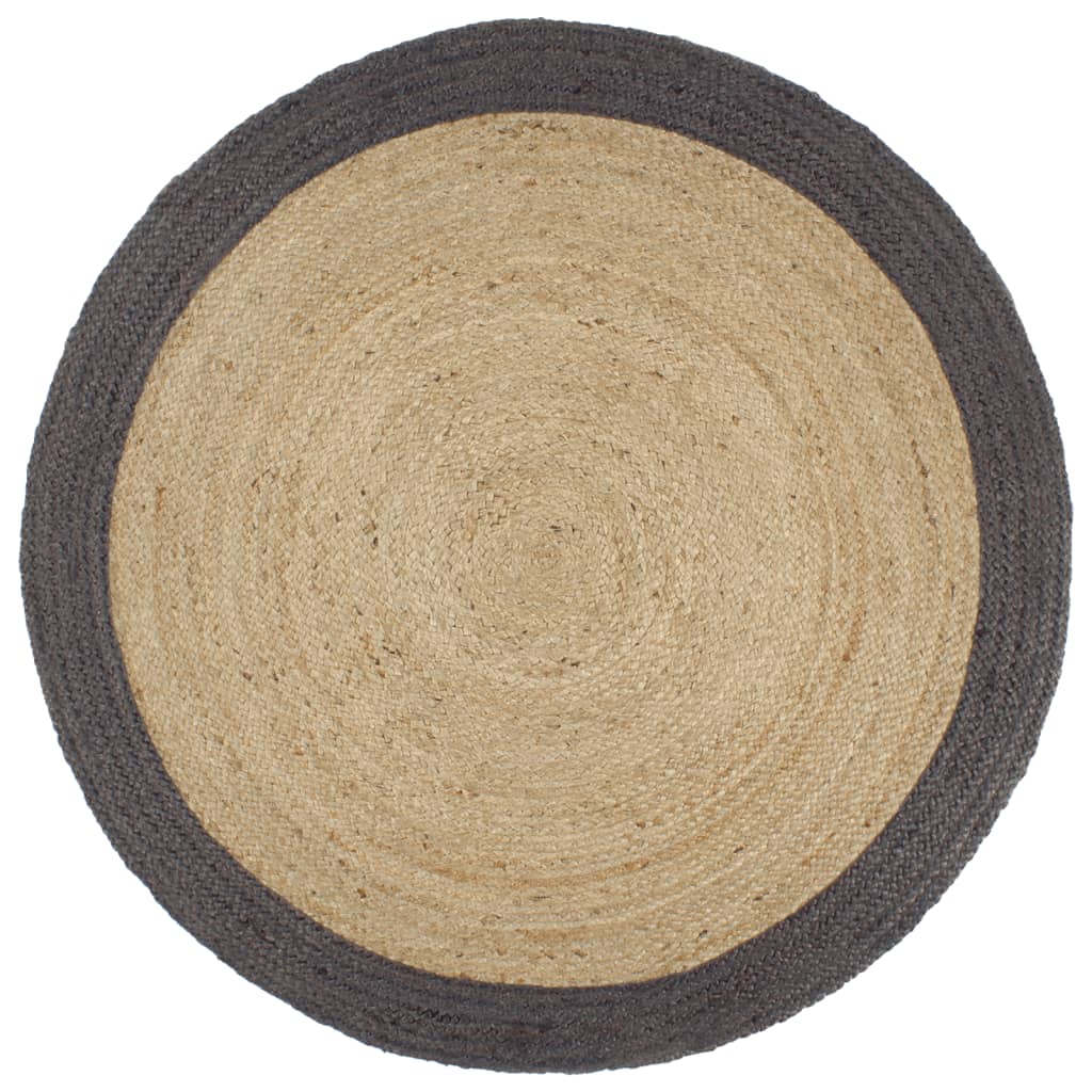 VidaXL-Teppich handgefertigt mit dunkelgrauem Rand 210 cm Jute