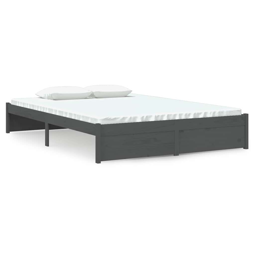 Vidaxl bedframe massief hout grijs 140x190 cm