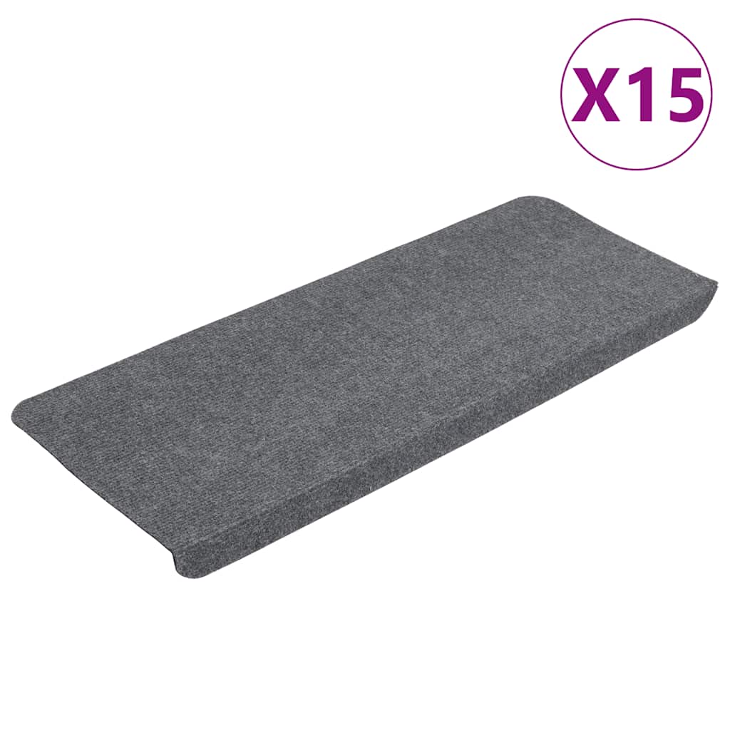 Vidaxl Treppenmatten Selbstadhäsiv 15 ST 65x24,5x3,5 cm Grau