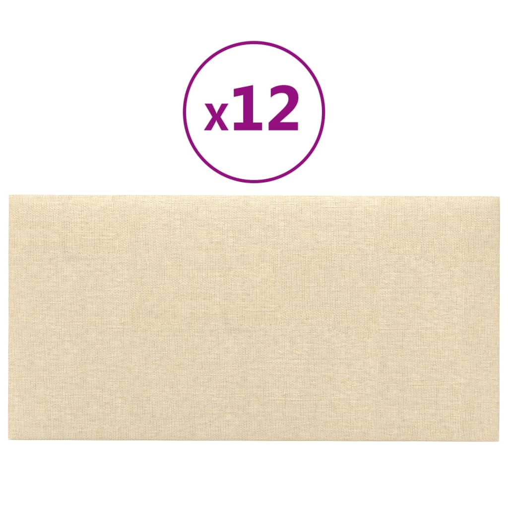 VIDAXL -Wandplatten 12 ST 2,16 m² 60 x 30 cm Stoffcreme -gelöscht