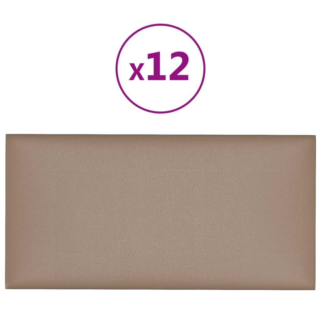 Vidaxl -Wandplatten 12 Stcs 2,16 m² 60 x 30 cm Kunstleder Cappuccinocleur