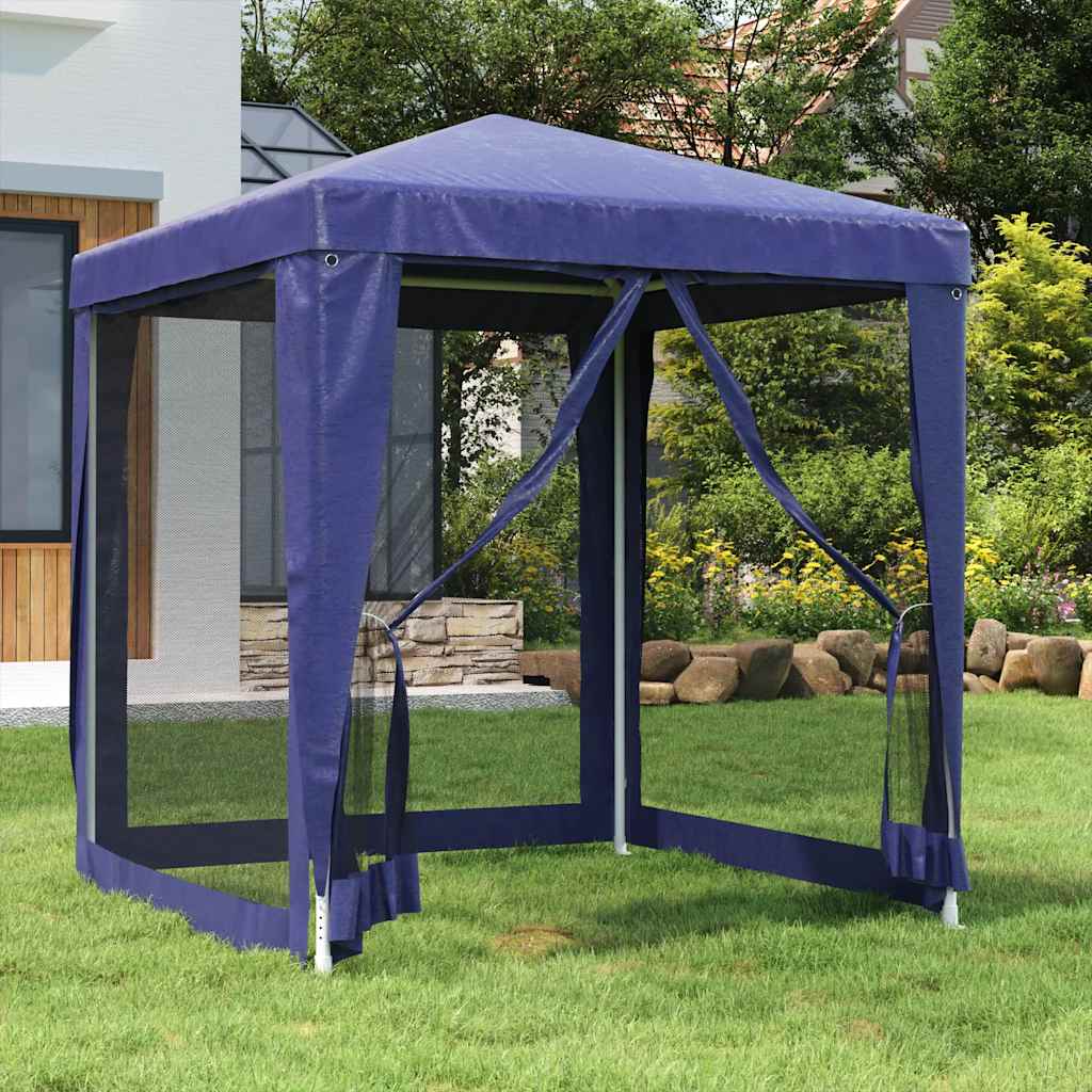 Vidaxl -Partyzelt mit 4 -Mesh -Seitenwänden 2x2 M HDPE Blau