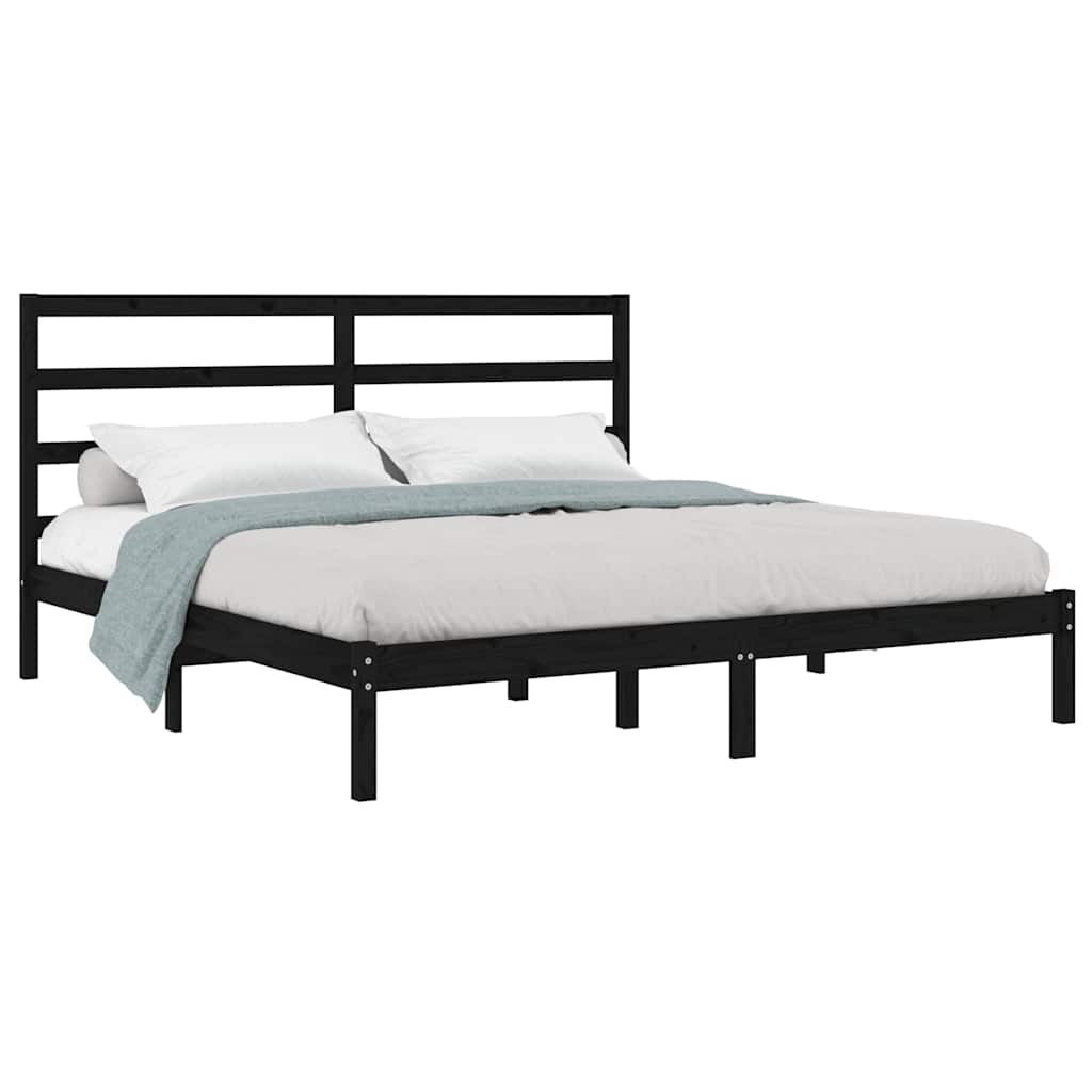 Vidaxl bedframe massief grenenhout zwart 200x200 cm