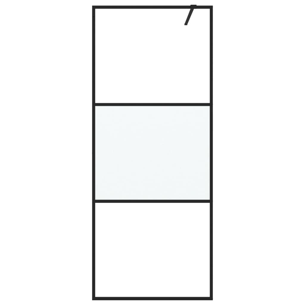 Vidaxl Walk-in Duschwand 80x195 cm Halbmat ESG Glass Schwarz