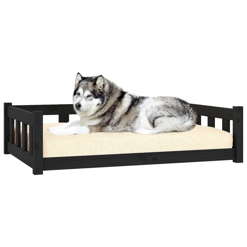 Vidaxxl Hundebett 105,5x75,5x28 cm massives Kiefernholz schwarz