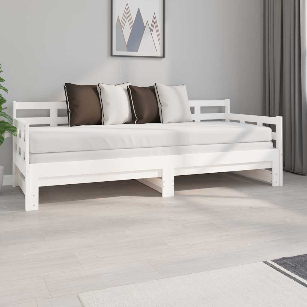 Vidaxl slaapbank uitschuifbaar massief grenenhout wit 2x(80x200) cm