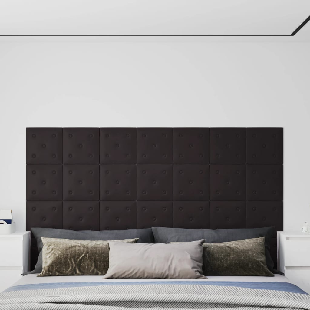 Vidaxl Wandpaneele 12 ST 1,08 m² 30 x 30 cm künstliches Lederschwarz